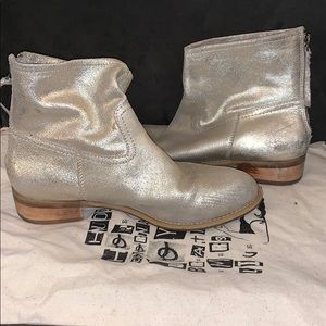 Gold ankle boots back zipper